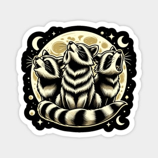Raccoon Moon Howling Trio - Wildlife Lover Magnet