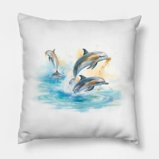 Dolphin, dolphin family, dolphin ocean Pillow