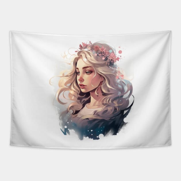 Rose Princess Watercolor Tapestry by MonPrint