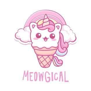 Cute Caticorn Meowtical in icecream Unicorn girl T-Shirt