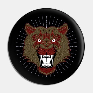 Red Gold Angry Tiger Pin