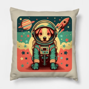 Retro Futurism Patriotic Astronaut Dog Pillow