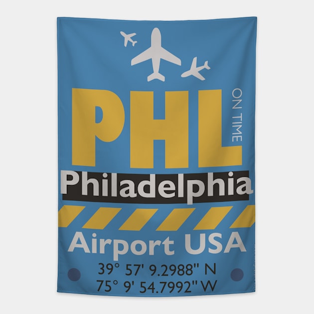 Airport code PHL 909.21 Tapestry by Woohoo