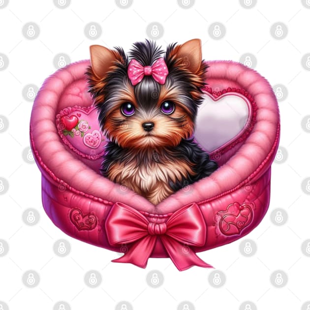 Yorkshire Terrier Dog in Bed by Chromatic Fusion Studio