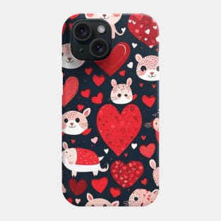 Valentines day gift ideas, hearts and animals Valentines day gifts Phone Case