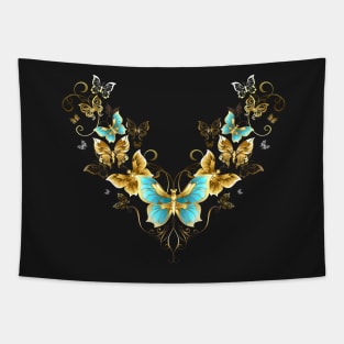 Symmetrical Pattern of Golden Butterflies ( Gold butterflies ) Tapestry