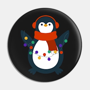 Christmas penguin with garland Pin