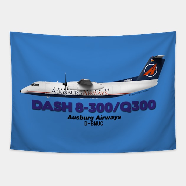 DeHavilland Canada Dash 8-300/Q300 - Ausburg Airways Tapestry by TheArtofFlying