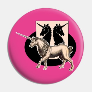 Vintage traditional unicorn on coat of arms. Pin