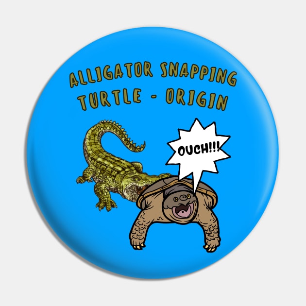 Alligator Snapping Turtle Origin Pun Pin by MotleyRidge