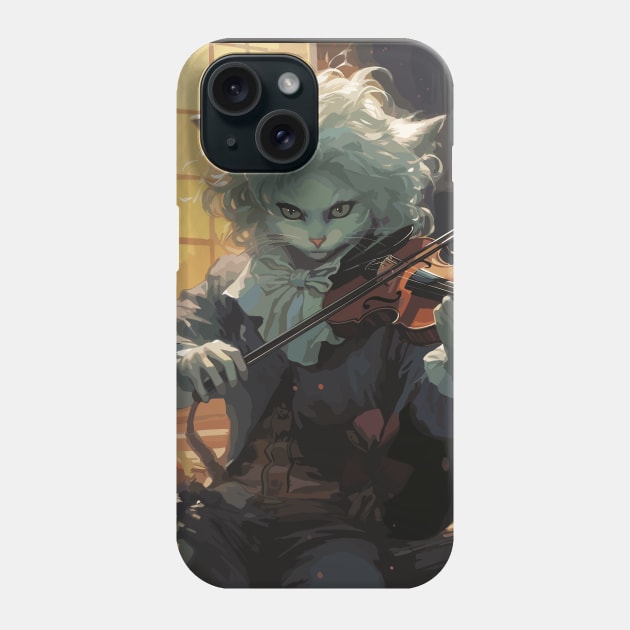 Cat Violinist Phone Case by Ray Crimson