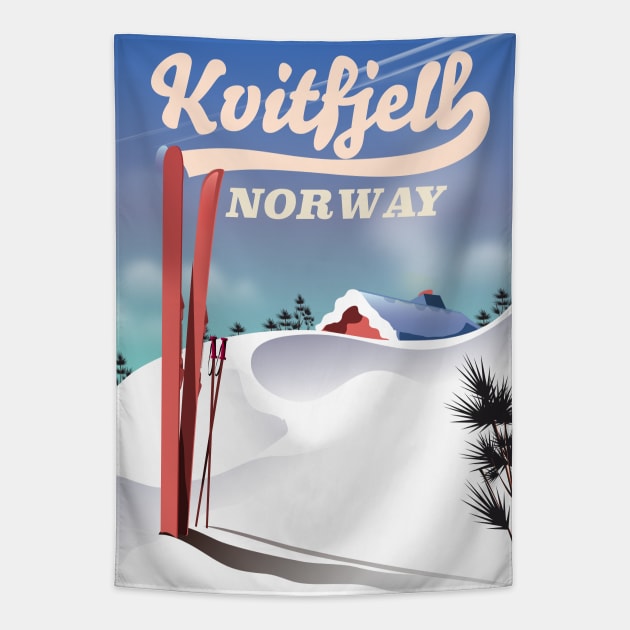 Kvitfjell norway vintage ski poster. Tapestry by nickemporium1