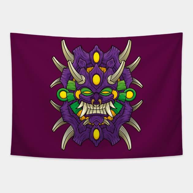 Tiki Mask Aisake Tapestry by BJManchester