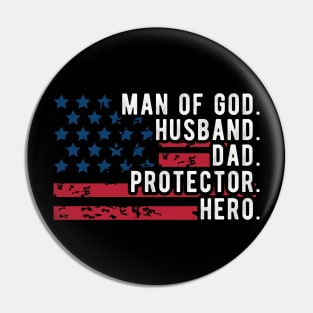 Mens Man of God Husband Daddy Protector Hero Fathers Day Daddy To Be Pin