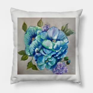 Blue Poppies Pillow