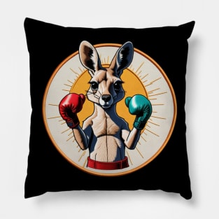 Boxing Kangaroo Embroidered Patch Pillow