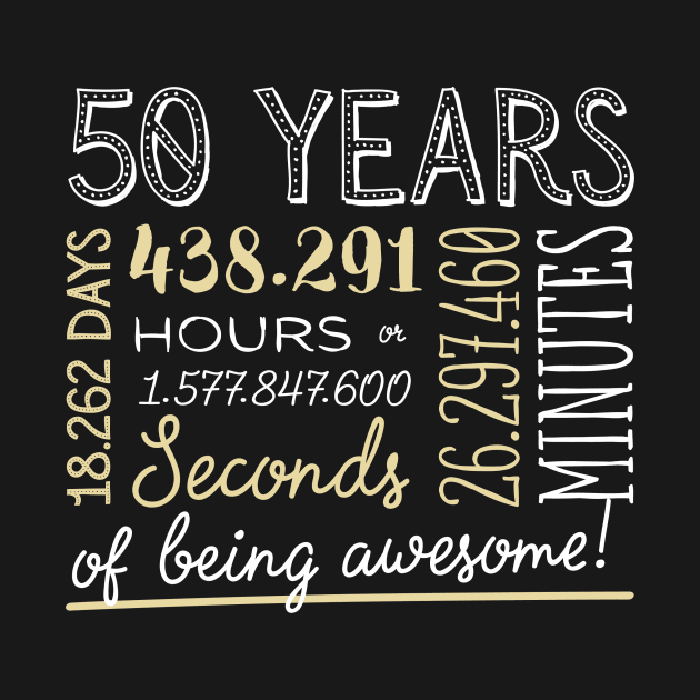 50th Birthday Gifts - 50 Years of being Awesome in Hours & Seconds by BetterManufaktur