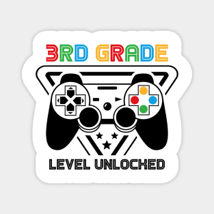 3rd Grade Level Unlocked Video Gamer Back to School Boys Magnet