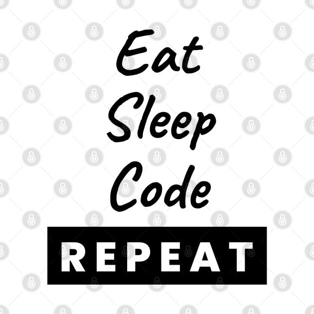 Eat Sleep Code Repeat Text by BrightLightArts