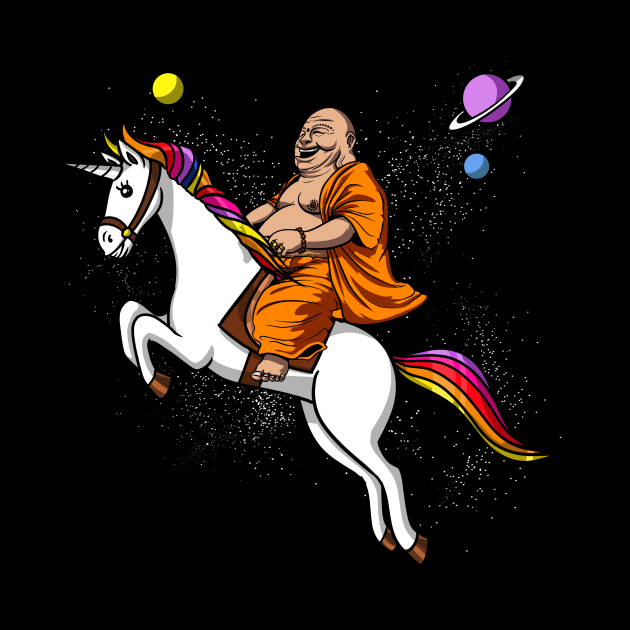 Buddha Riding Space Unicorn by underheaven