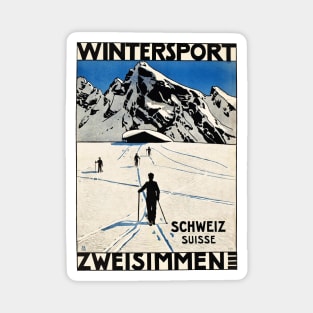 Swiss Skiing Poster Magnet