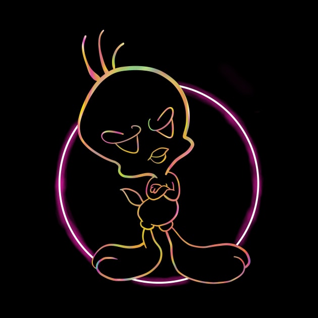 Trippy neon Light bird by Kakescribble