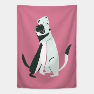 Weasel hugs in pink Tapestry