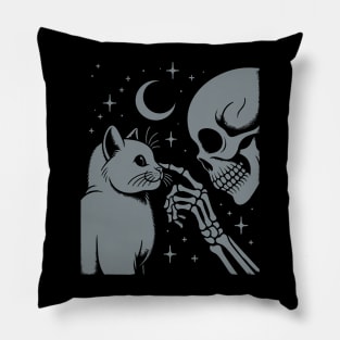 Mystical Black Cute Cat Skeleton Hand Boop Karma Cat Lovers Pillow