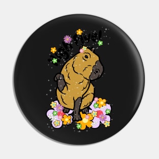 High Five! Cute Brown Kawaii Capybara Pin