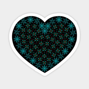 Blue and turquoise snowflakes fancy heart Magnet