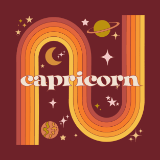 Capricorn Warm Rainbow - 70s Capricorn Zodiac T-Shirt