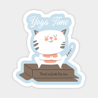 Cat / Yoga Time / Yoga Training T-shirt / Cute Cat Doing Yoga / Think Outside The Box Magnet