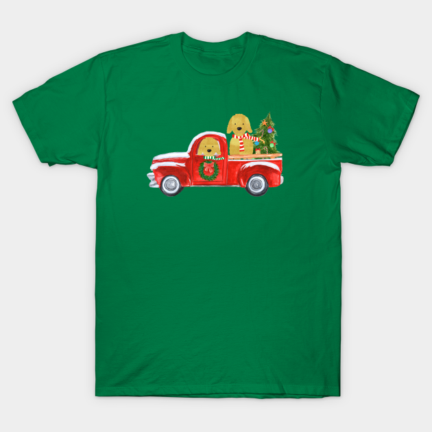 Discover Golden Retrievers Christmas Red Truck - Golden Retriever Christmas - T-Shirt