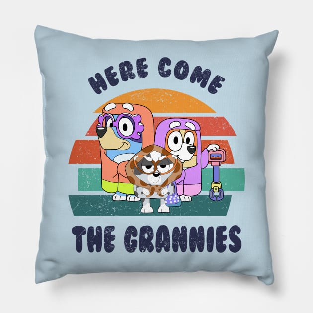 Bluey Here Come The Grannies! Pillow by hadij1264