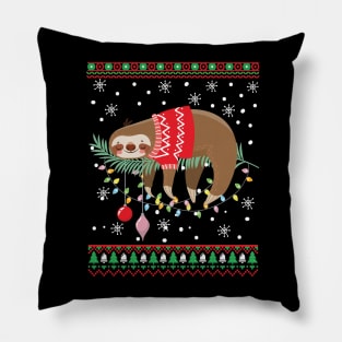 Sloth Lovers Christmas  funny Sweater Pillow