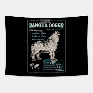 Funny Wolf Fact File - Danger Doggo Tapestry