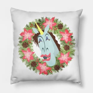 Merry Unicorny Christmas Pillow