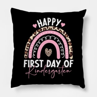 First Day of Kindergarten Rainbow Back To School Leopard Pillow