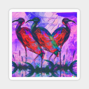 Oil Paint of Flamingo Magnet