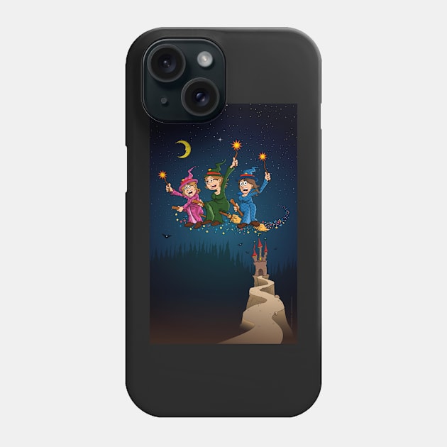 The three witches on a broom and the castle surrounded with bats. Phone Case by Stefs-Red-Shop