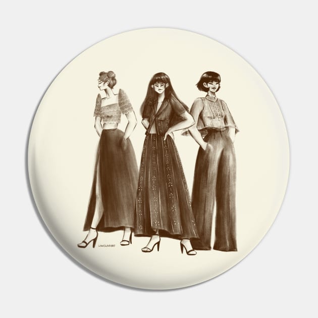 Trio in modern filipiniana sketch Pin by samsum.art