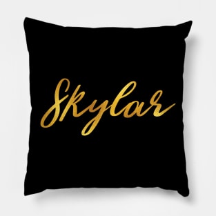 Skylar Name Hand Lettering in Faux Gold Letters Pillow