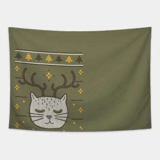 CHRTISTMAS UGLY SWEATER CUTTIE KITTEN Tapestry