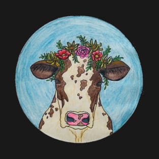 Bovine Wearing Flowers T-Shirt