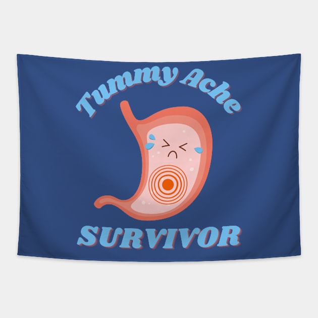 Cute Kawaii Tummy Ache Survivor Tapestry by Enriched by Art
