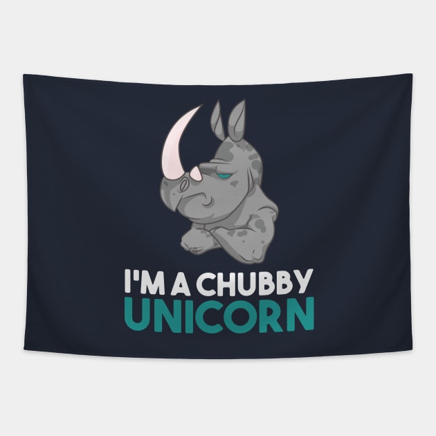 I'm A Chubby Unicorn - Grumpy Rhino Rhinoceros Tapestry by PozureTees108