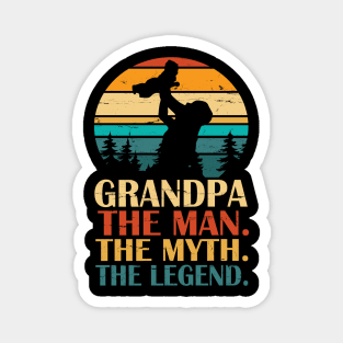 Grandpa The Man The Myth The Legend Happy Father Parent Day Summer Holidays Vintage Retro Magnet