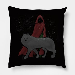 Red Riding Hood and Wolf in Snow Pillow