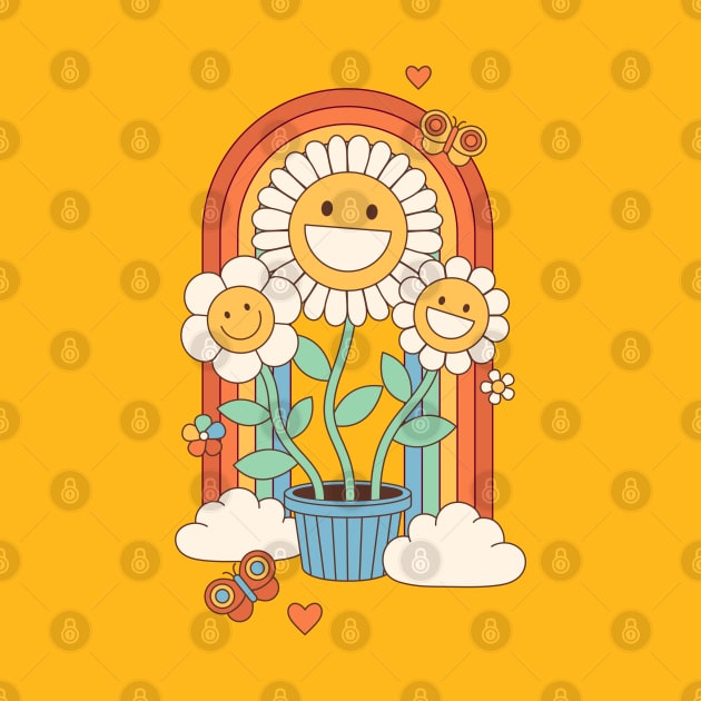 Retro Aesthetic Good Vibes: Hippie, Sunflower, Flower Power by i am Cuta