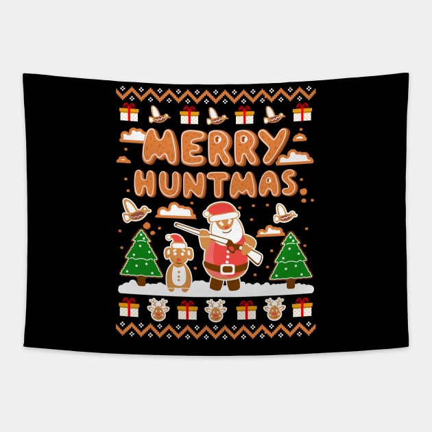 Ugly Sweater Hunting. Merry Huntmas. Tapestry by KsuAnn